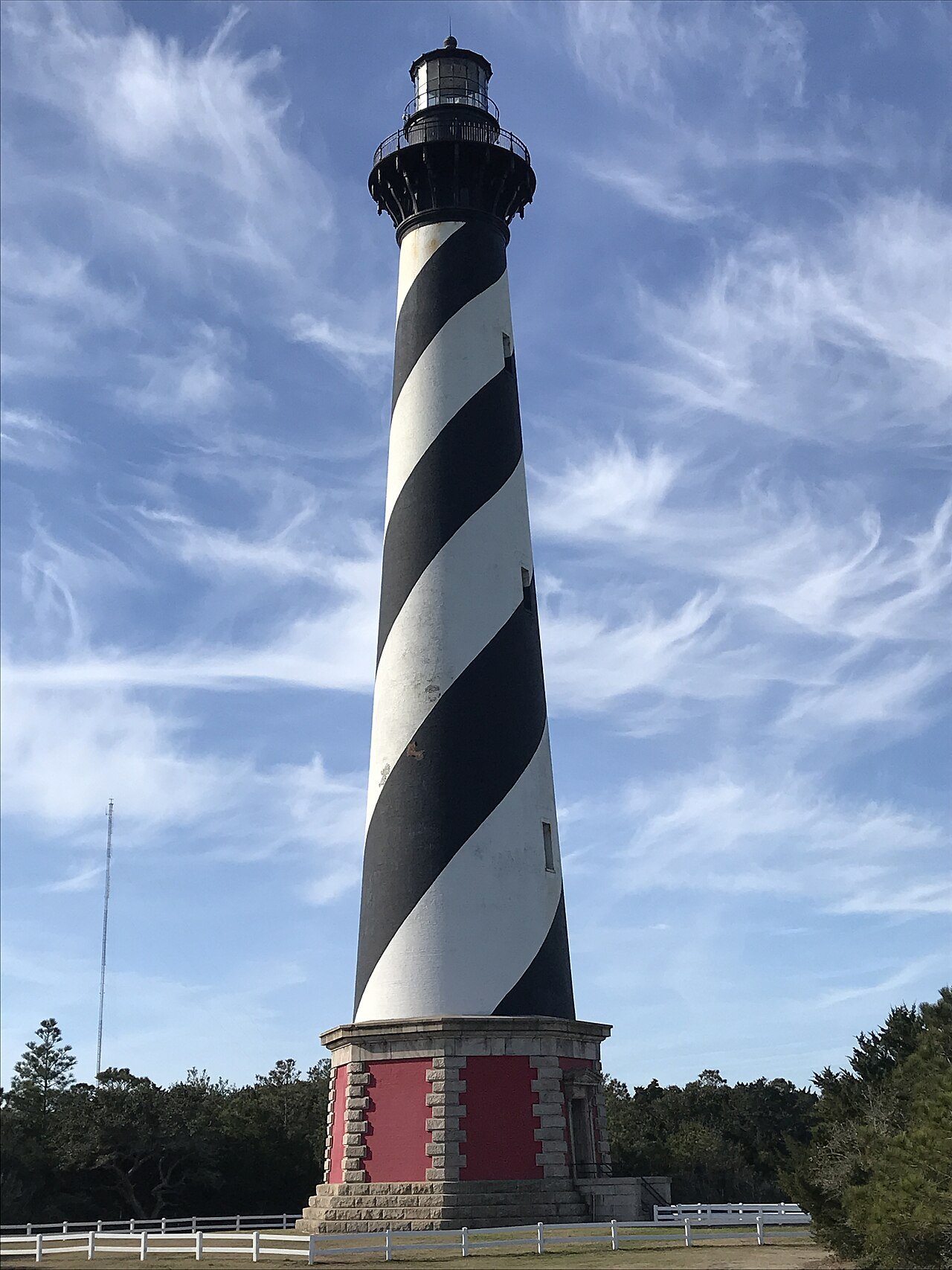 The black-and-white spiral of the Cape Hatteras Lighthouse.