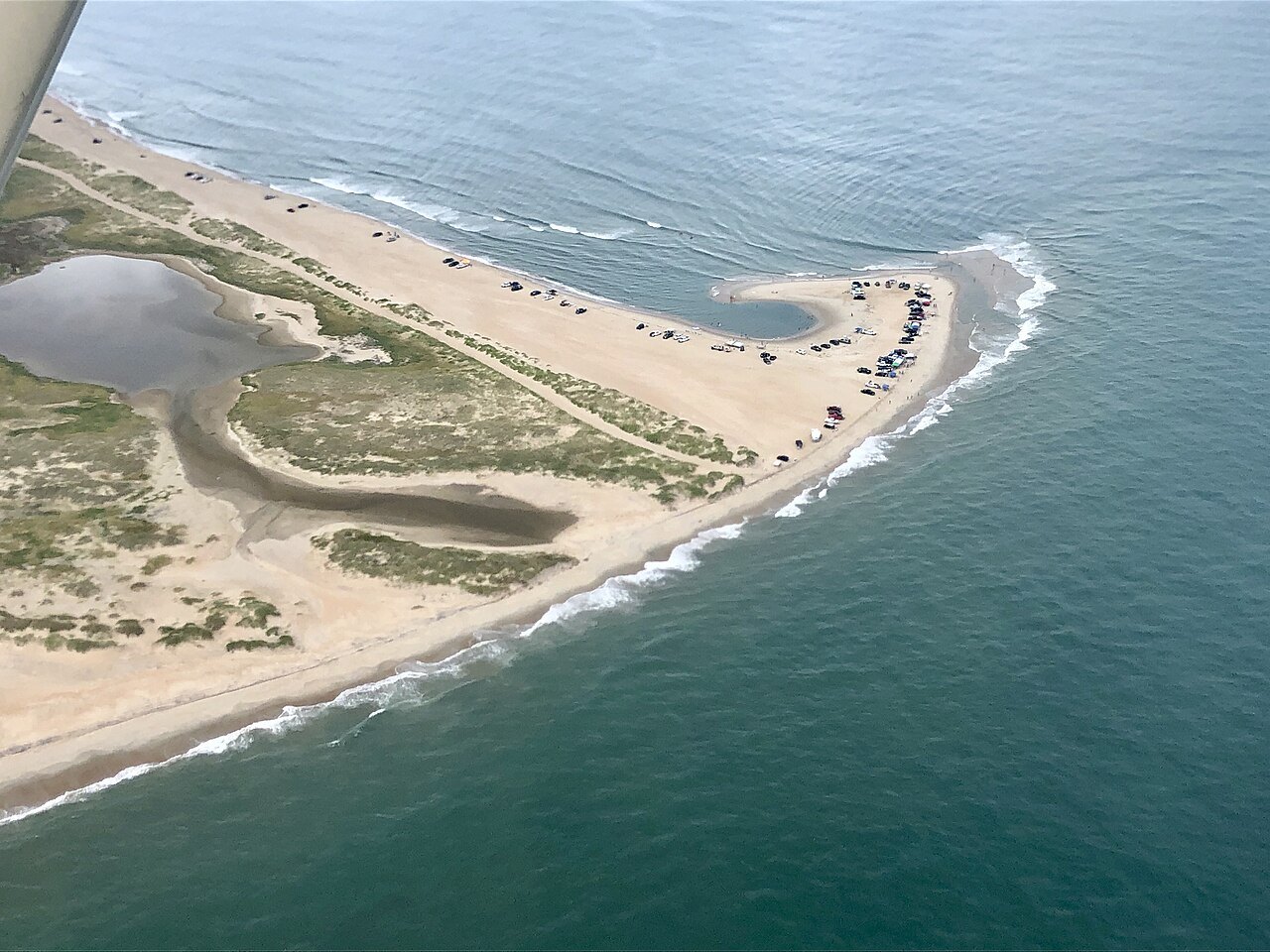 Cape Point and its shoals seen from the air.