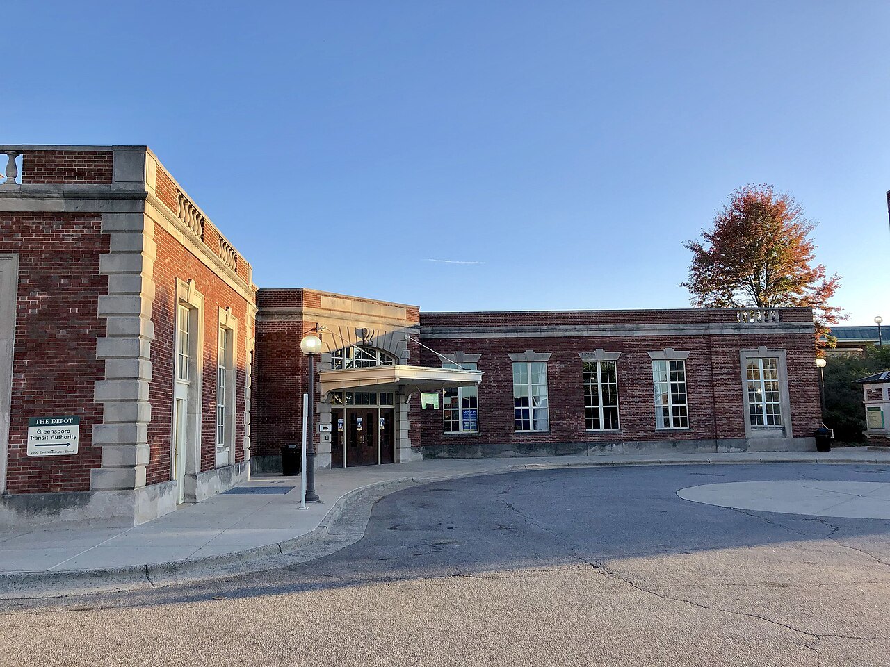The brick J. Douglas Galyon Depot, the railway station in Greensboro.