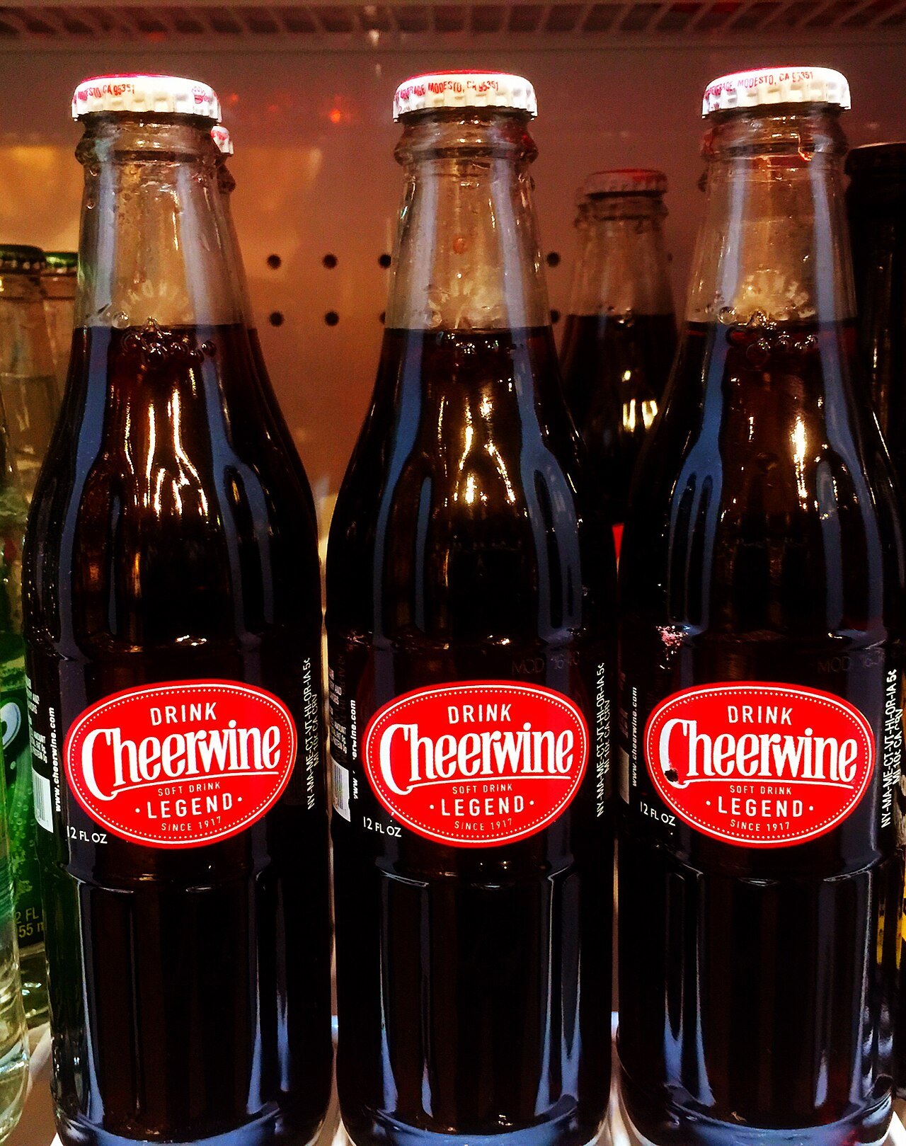 Bottles of Cheerwine, the cherry soda from Salisbury.