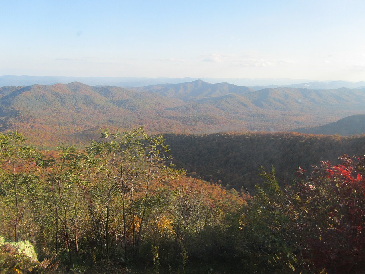 Autumn color across the ranges seen from the Blue Ridge Parkway.