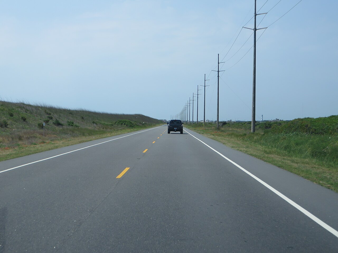 NC 12 running straight through the dunes of Hatteras Island.