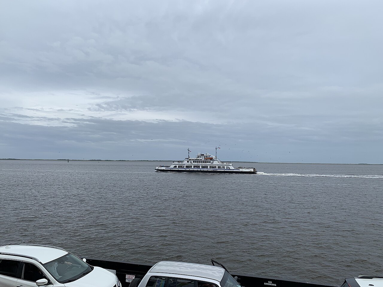 The Southport–Fort Fisher ferry crossing the Cape Fear River.