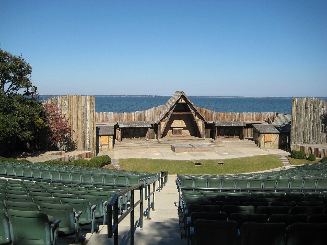 The Waterside Theatre, with Roanoke Sound beyond its stage.