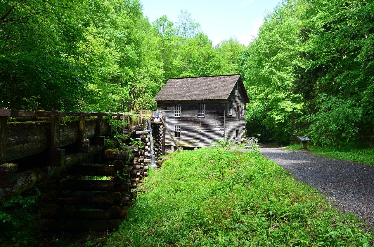Mingus Mill in spring green in the Great Smoky Mountains.
