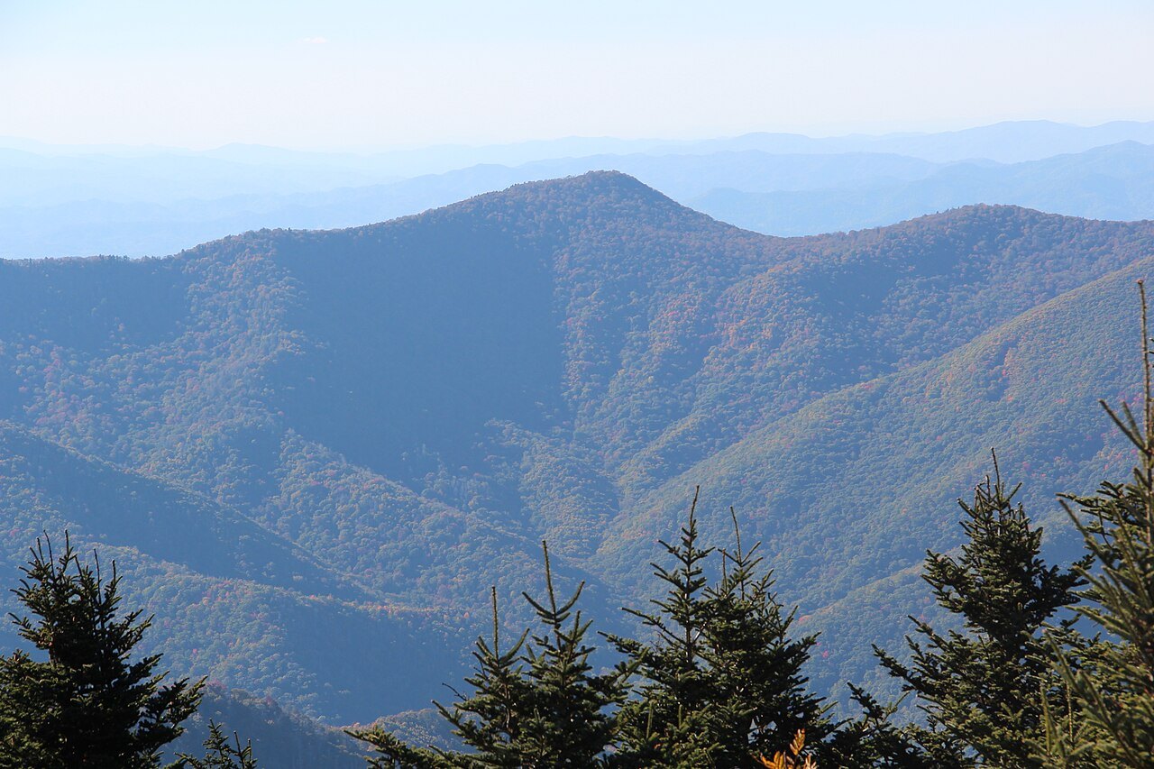Big Butt and the ridges of the Black Mountains in autumn, seen from near Mount Mitchell.