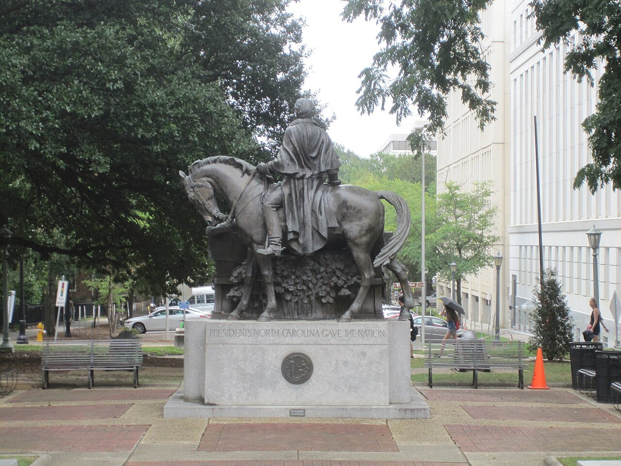 The Three Presidents statue on the Capitol grounds in Raleigh.