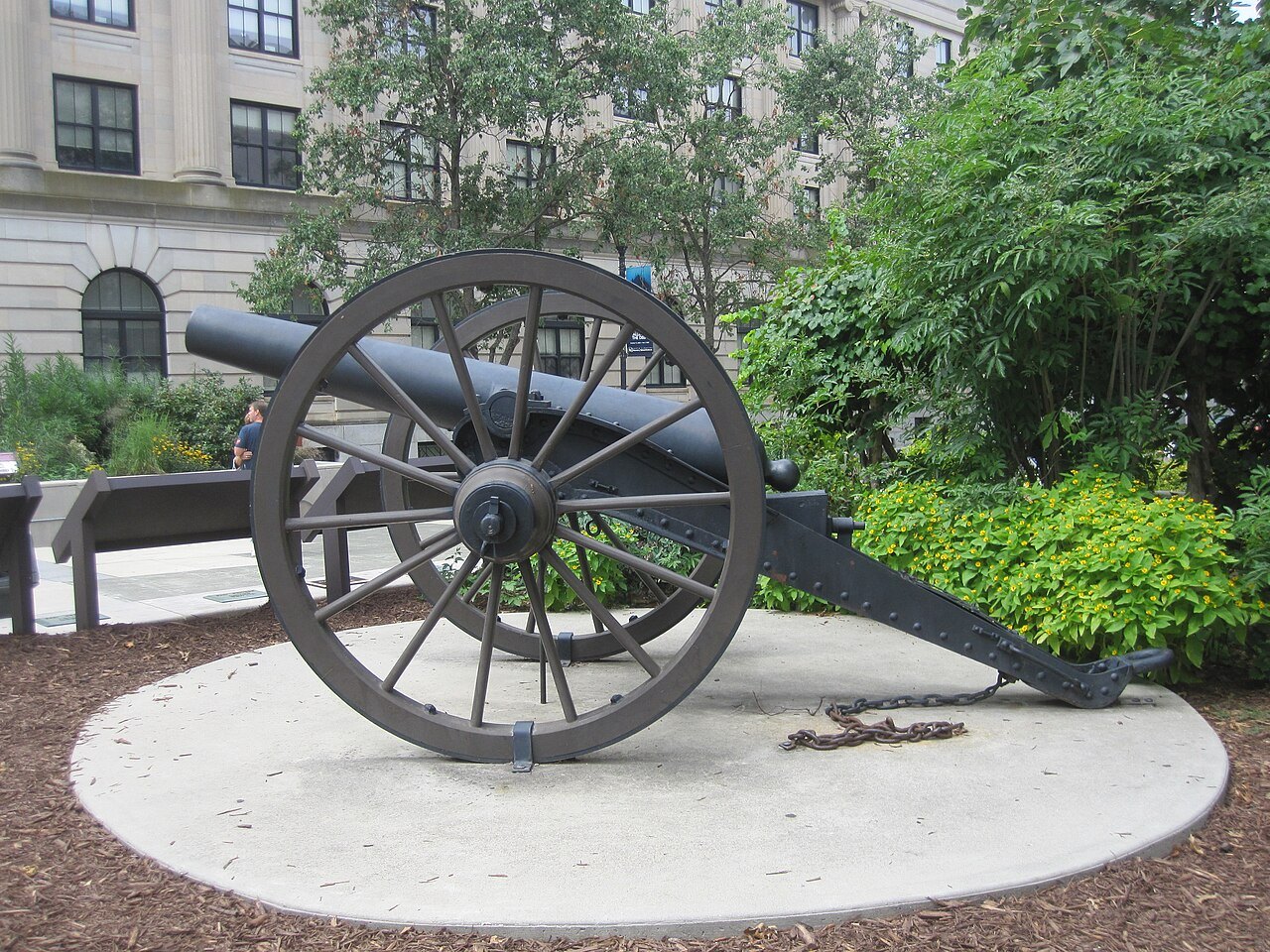 A Civil War field gun outside the North Carolina Museum of History.