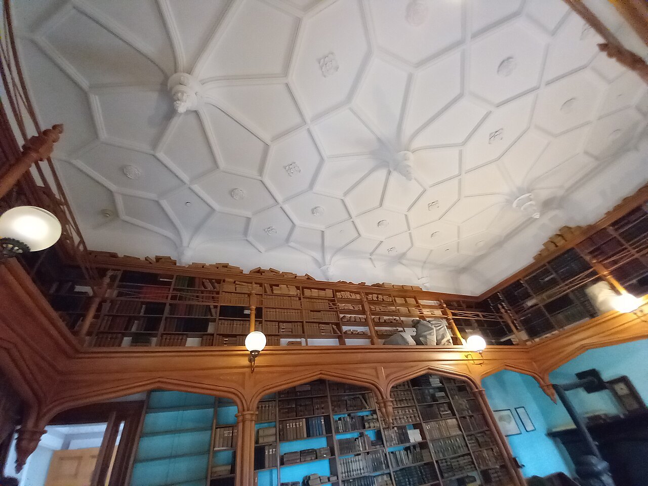 The patterned ceiling of the old State Library room in the Capitol.