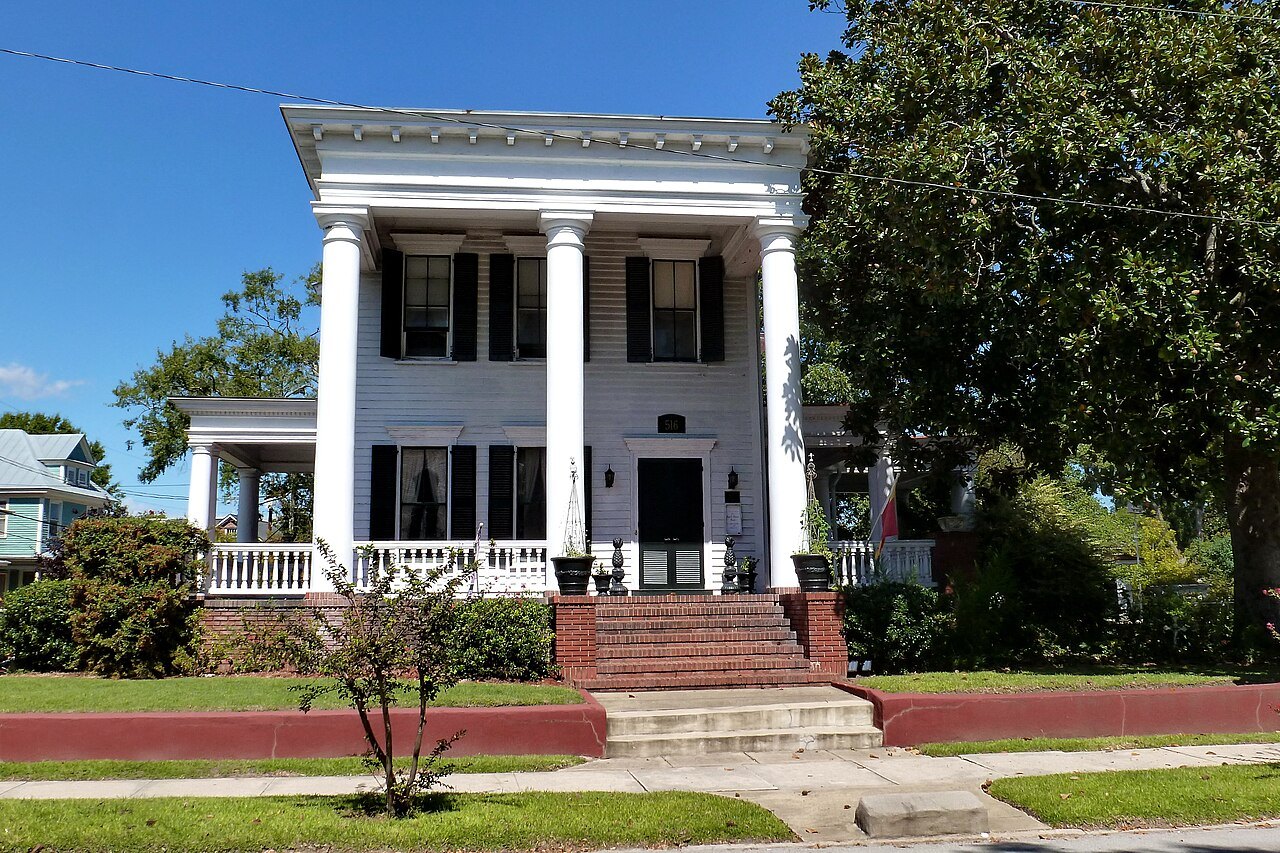The columned front of the Charles T. Watson House in New Bern.