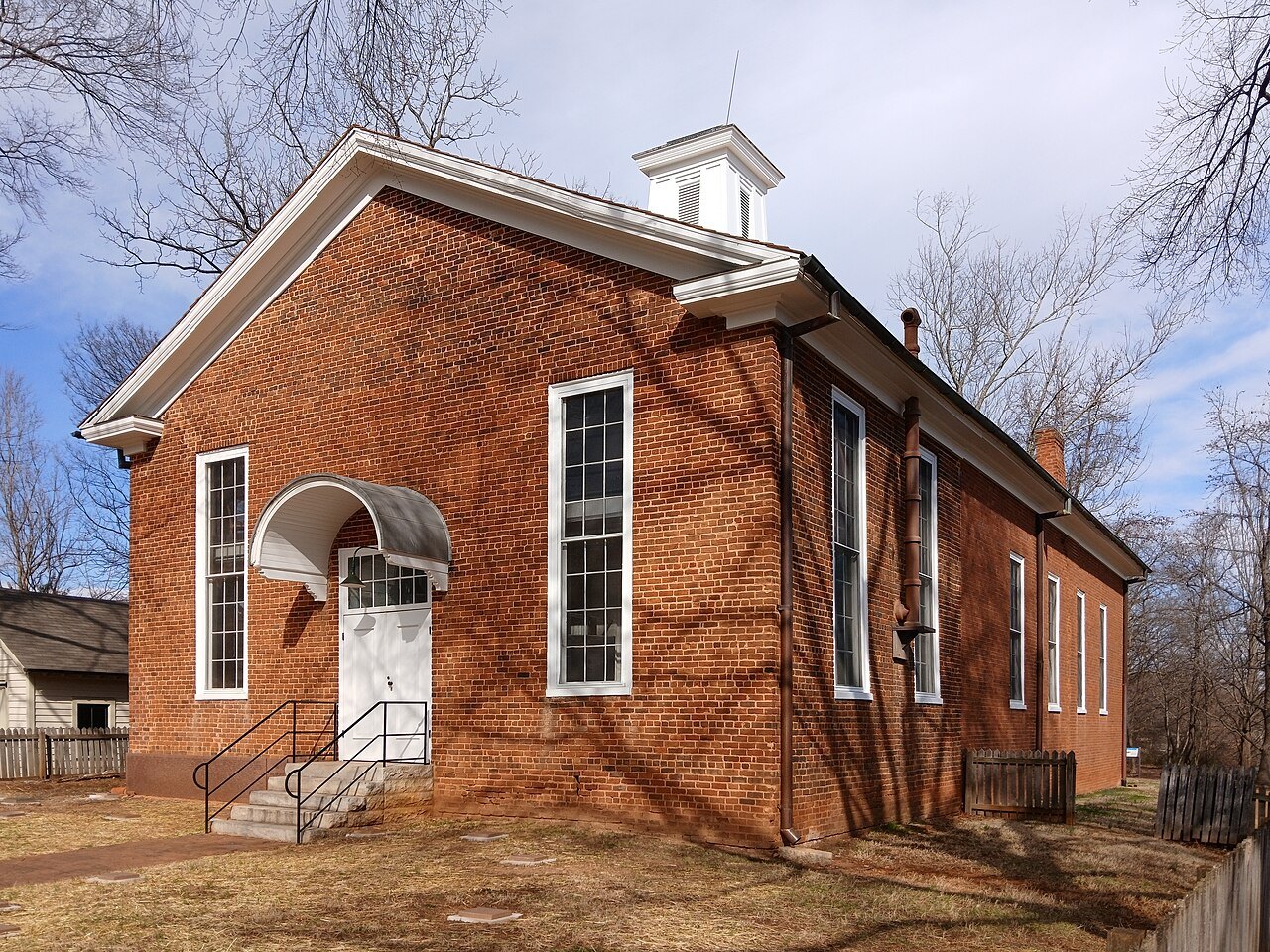The brick St. Philip's Moravian Church in Old Salem.