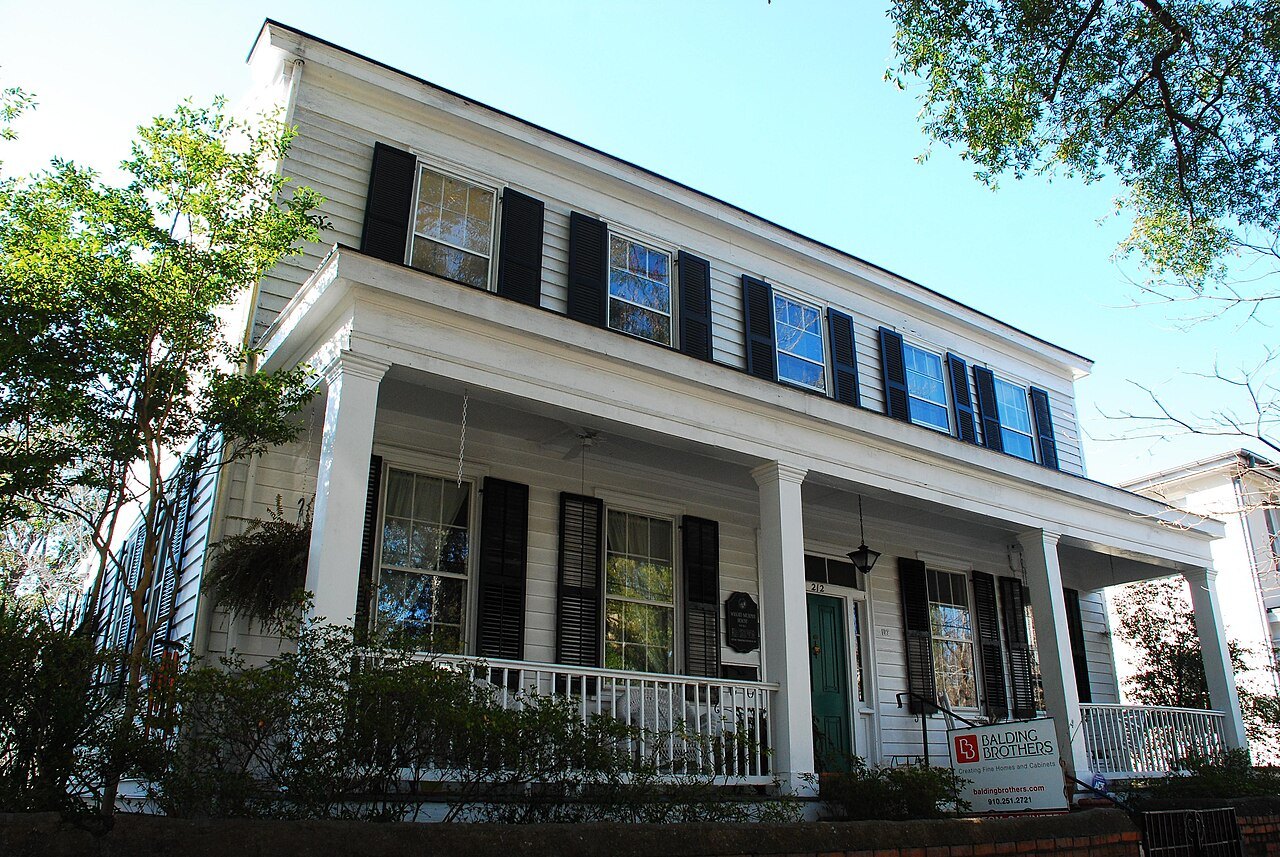 The white porches of the Wright-Murphey House in Wilmington.