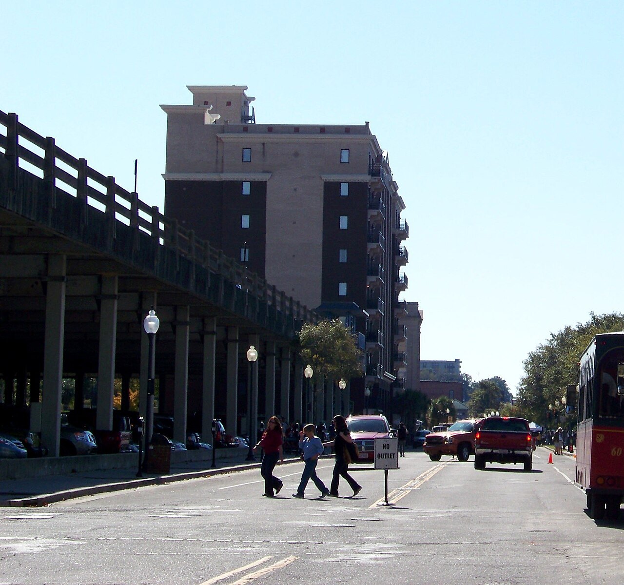 Water Street and the old riverfront buildings in Wilmington.
