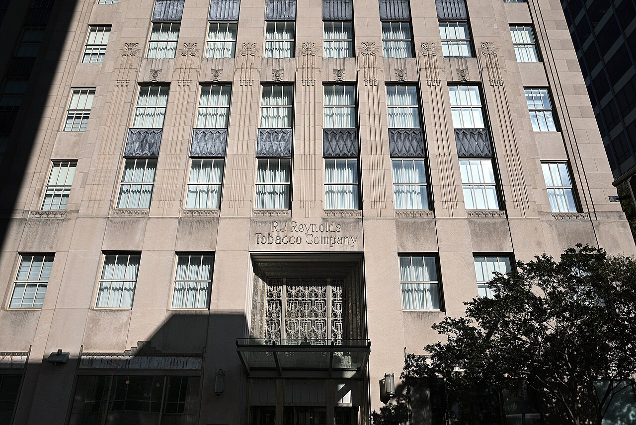The Art Deco front of the Reynolds Building in Winston-Salem.