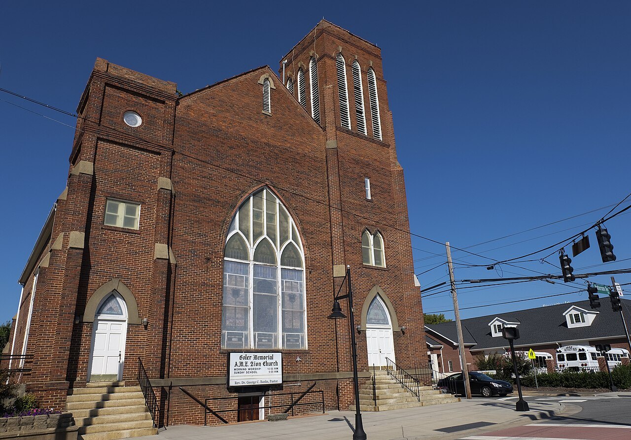 The brick Groler Memorial church in Winston-Salem.