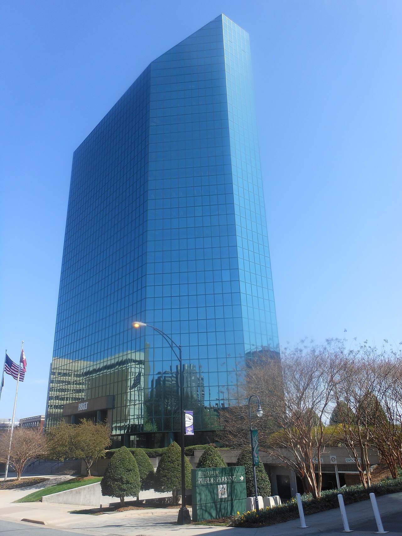 The glass tower of the BB&T headquarters in Winston-Salem.